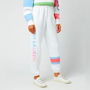 NWT Polo Ralph Lauren Women's Ombre Polo Sport Fleece Joggers White XXL